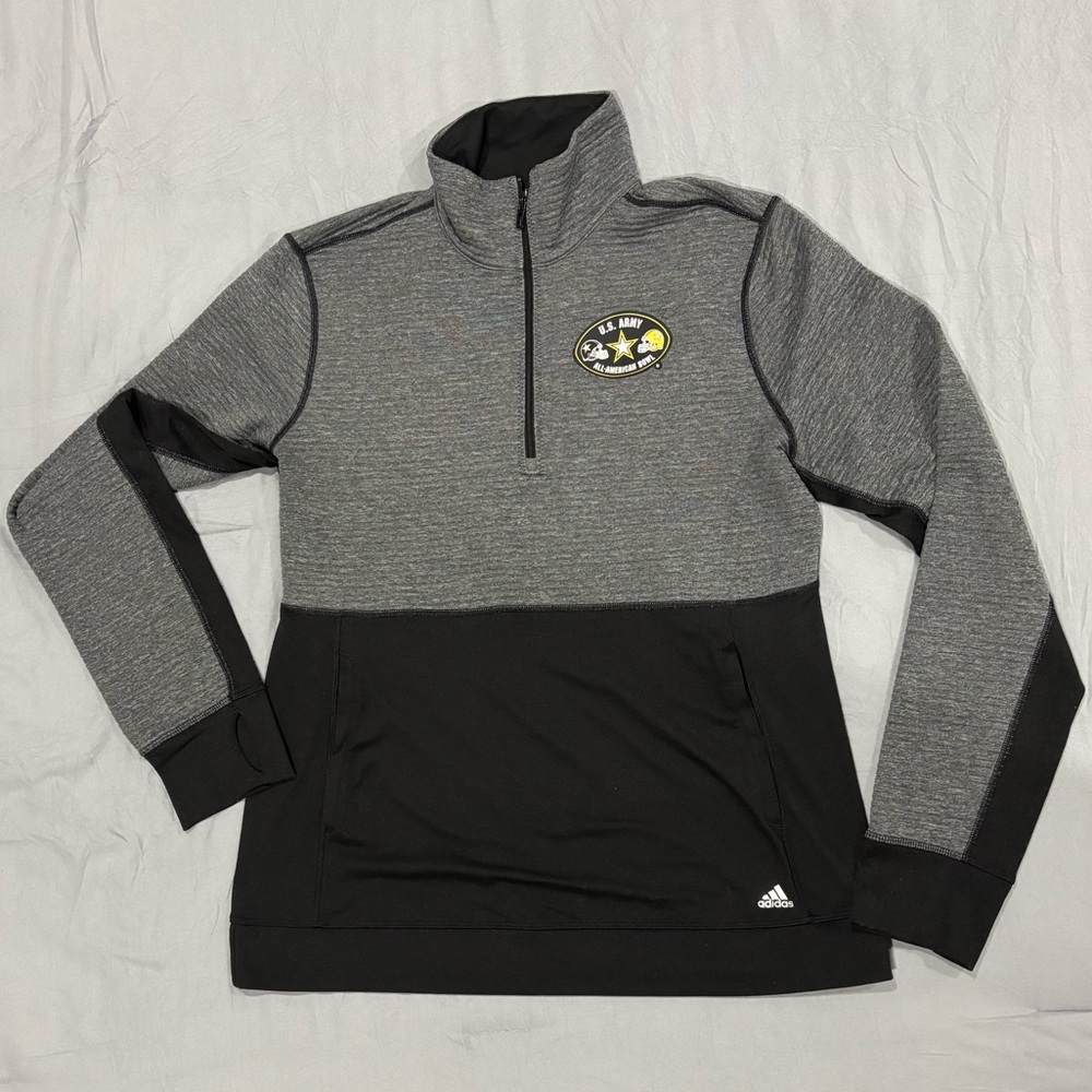 Adidas Black and Gray Quarter-Zip Pullover with Army All American Bowl logo. Lg